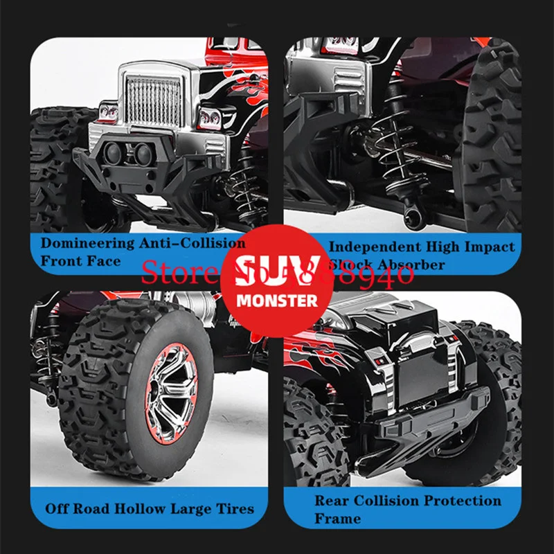 1:10 Full Scale 4WD 60KM/H Remote Control Off-Road Truck Vehicle 45° Climbing Alloy Transmission Waterproof High Speed RC Car