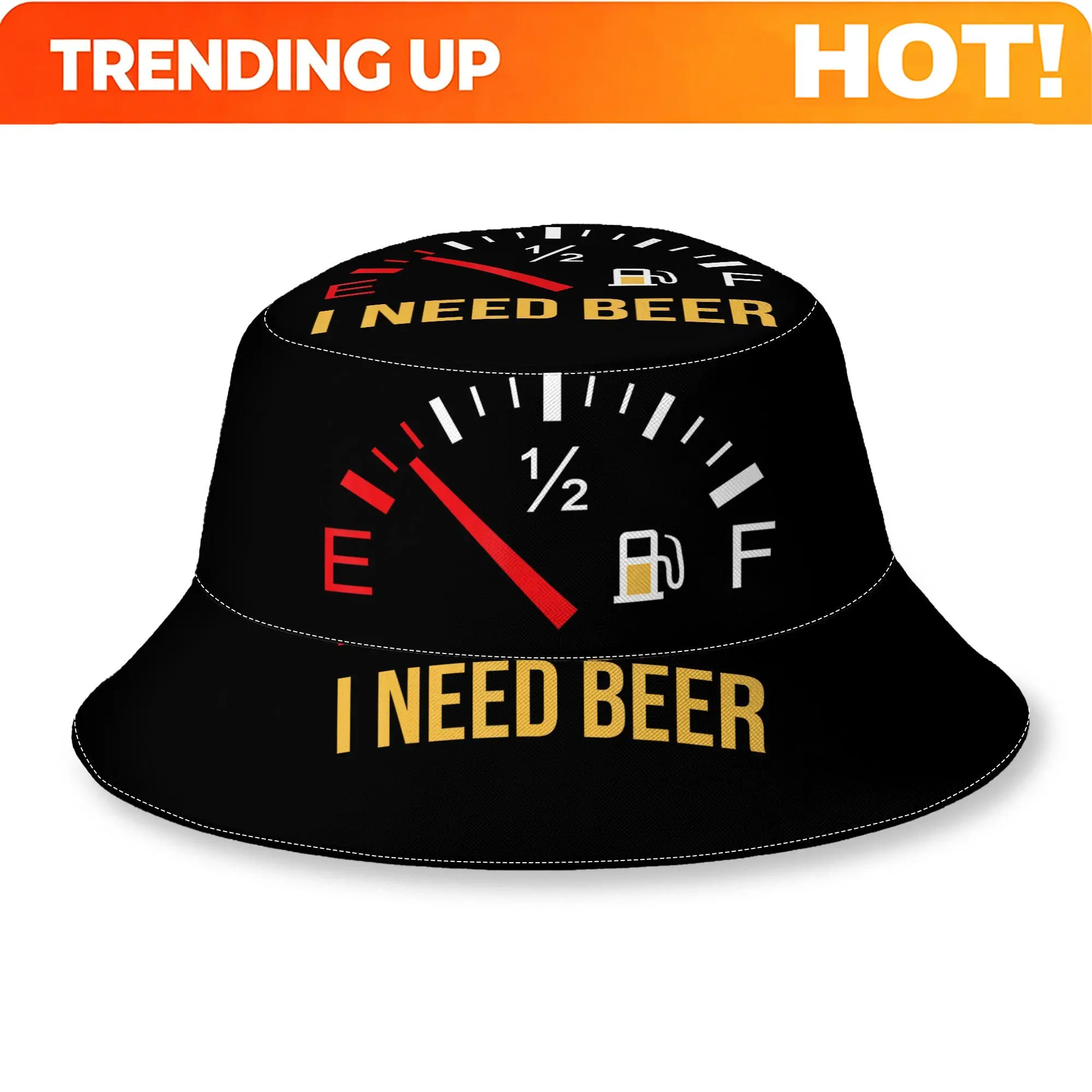 Custom 1pc New Summer Sign I Need Beer Beer Drinking Party Design Gift Bucket Hat For Unisex Outdoor Foldable Fishing Hat Sun Ha