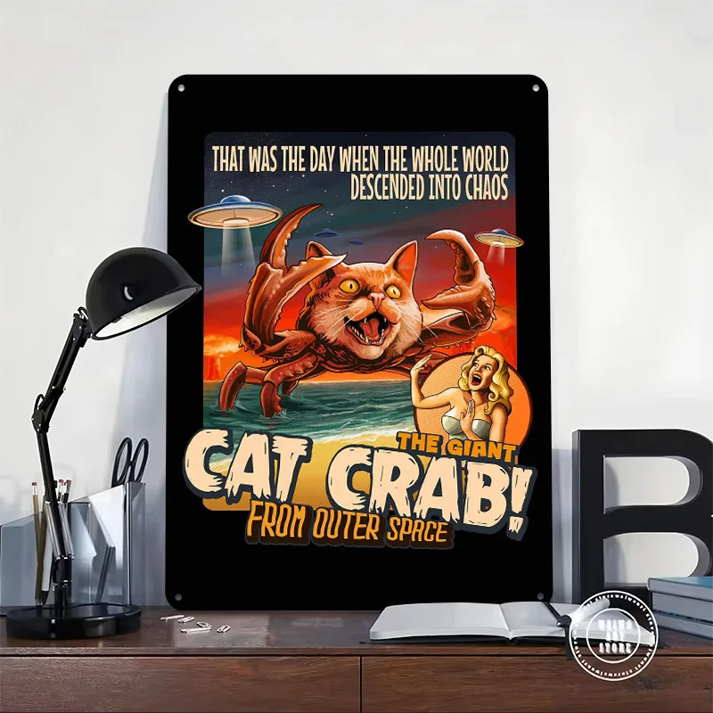 العملاق القط كراب المعادن المشارك تين علامات جدار الفن غرفة نوم الديكور الألعاب علامة معدنية مخصصة للديكور المنزل ديكور خمر
