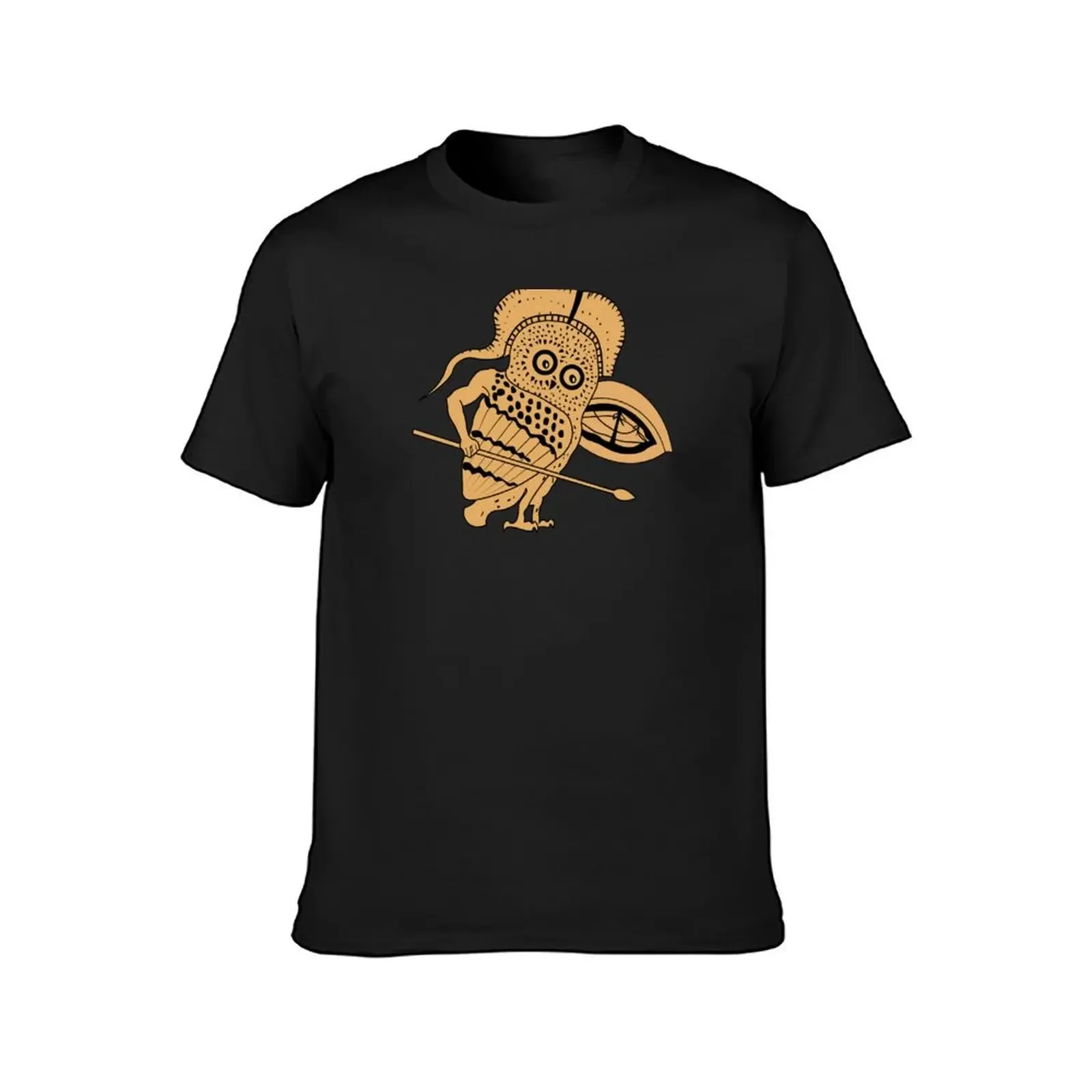 Little Owl as a Hoplite warrior T-Shirt heavyweights shirts graphic plain blacks mens designer clothes