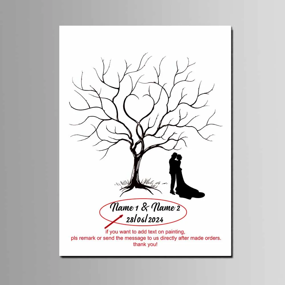حار 50X70cm متعدد الحجم شجرة الزفاف بصمة ضيف توقيع قماش اللوحة مع مختمة لحفل الأحداث الديكور #6