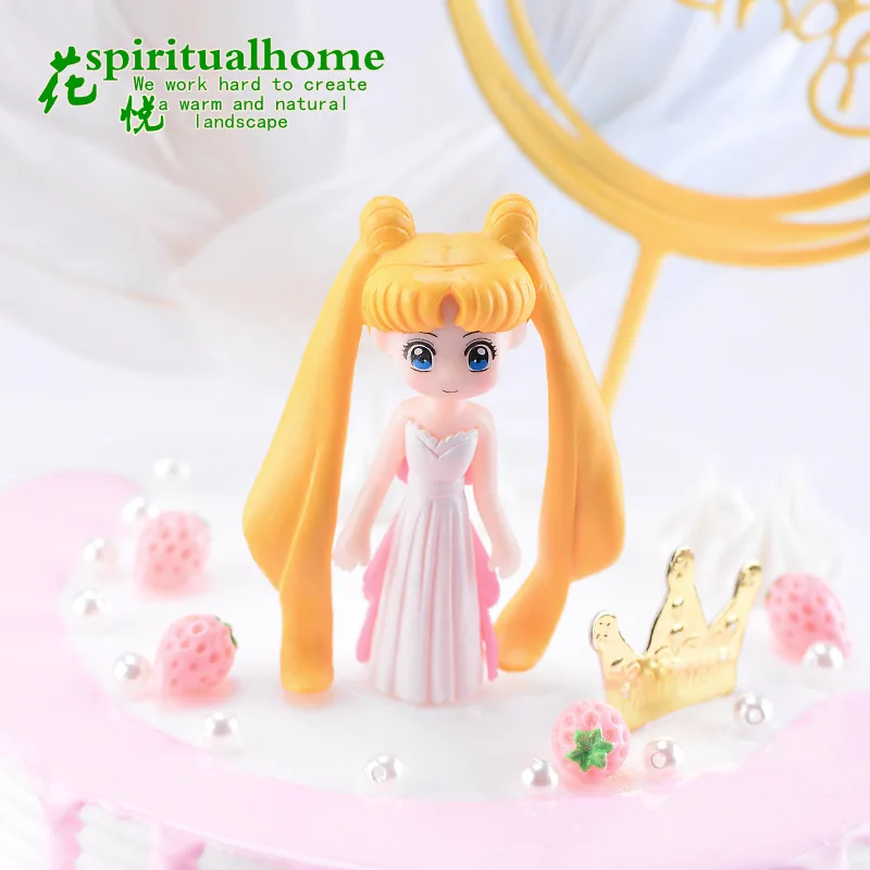 طويل الشعر الجمال تمثال DIY بها بنفسك في سن المراهقة القلب الديكور كعكة الديكور الجنية حديقة المنمنمات الكرتون الاطفال الهدايا ديكور المنزل