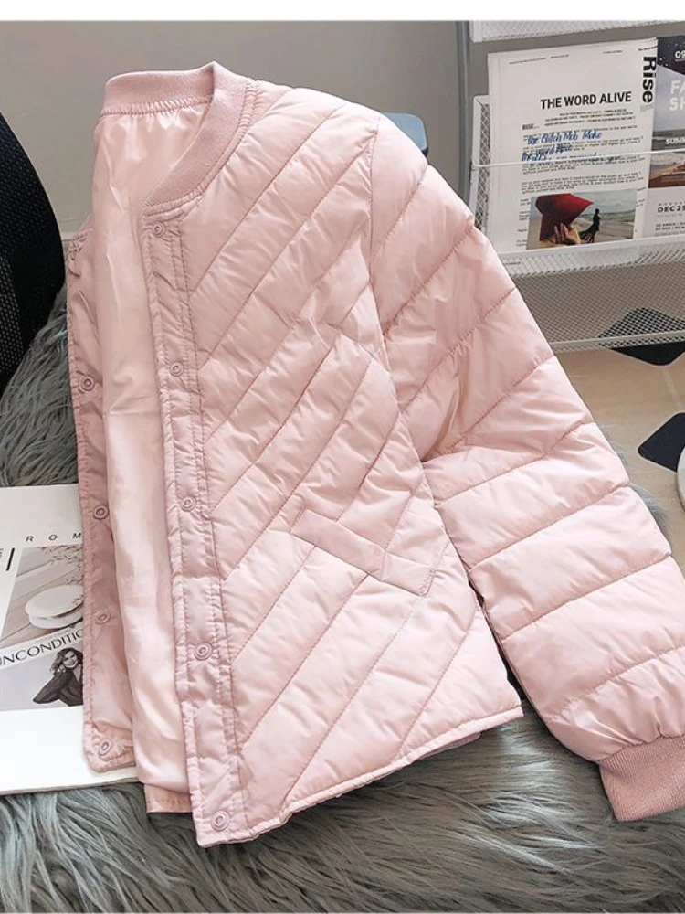 2024 New Down Cotton Jacket, Female Small Figure, Winter Pink Slim Baita Short Cotton Jacket, Warm and Trendy Outerwear