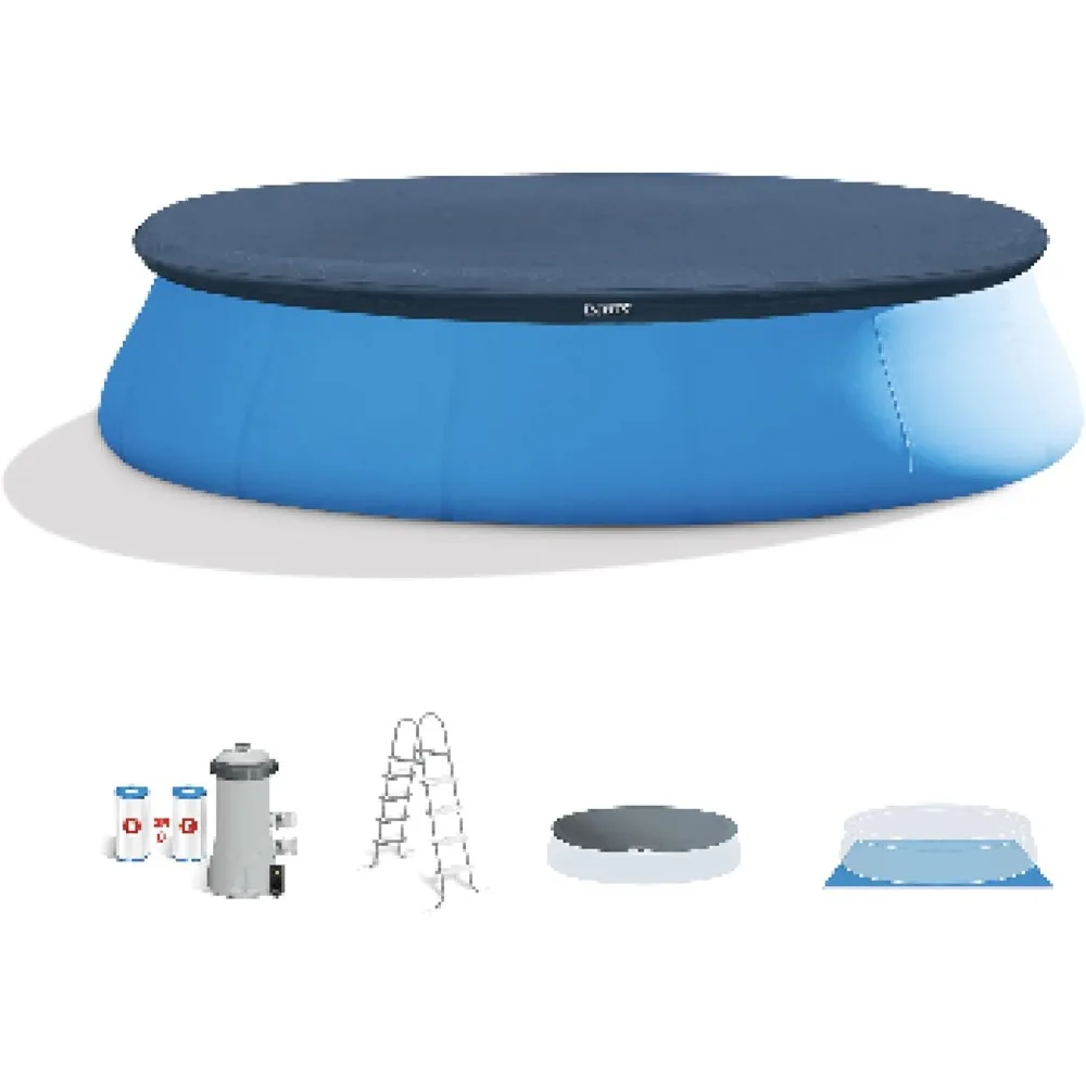 28167EH Easy Set Inflatable Swimming Pool Set:Includes 1000 GPH Cartridge Pump – Removable Ladder