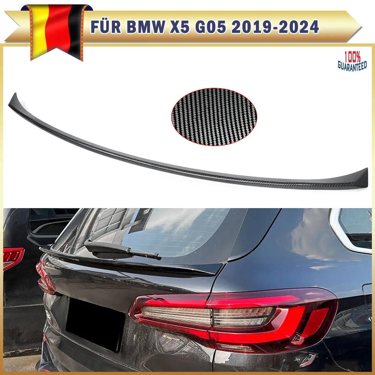 Fit for BMW X5 G05 2019-2023 Rear Middle Spoiler Rear Trunk Lid Car Spoiler Wings Carbon Fiber Look MP Style Car Tail