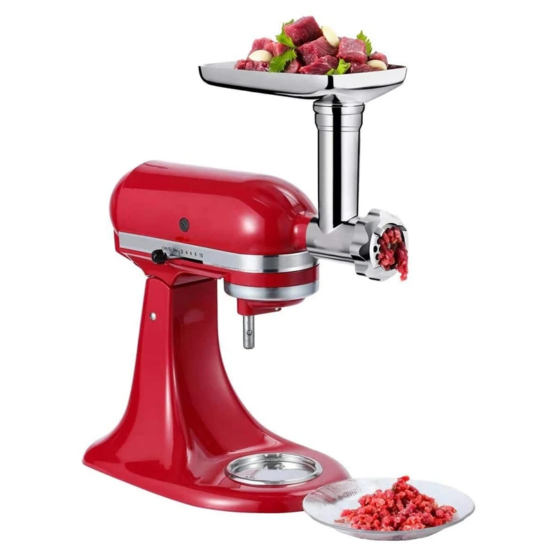 Acessório de moedor de alimentos de metal para misturadores de suporte KitchenAid Stuffer de salsicha Moedor de carne Acessório de processador de alimentos