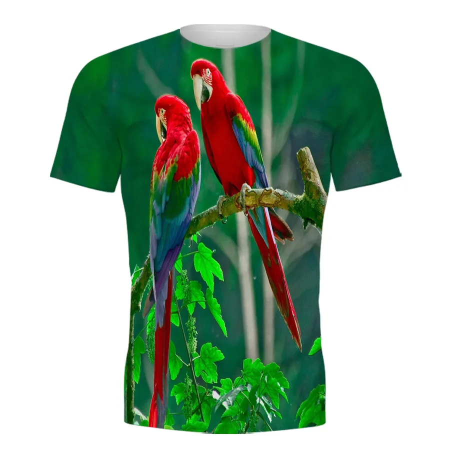 New Parrot Birds 3D Print T-shirt Fashion Men Women Short Sleeve T Shirts Oversized Harajuku Streetwear Kids Tees Tops Clothing