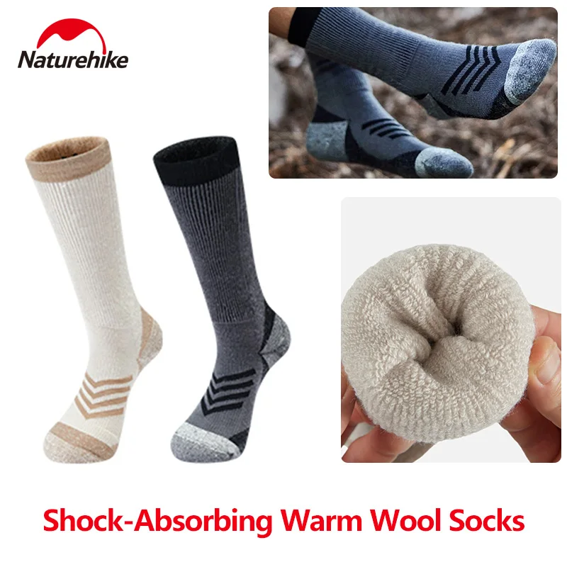 

Naturehike Warm Wool Socks Shock-absorbing Outdoor Thickened Merino Mid-Calf Sports Socks Comfort Performance Athletic Socks