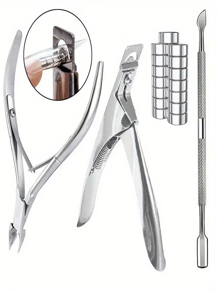 15 قطعة مغناطيس قوي أسطواني متعدد الوظائف عين القط المغناطيس + 3 قطعة الفولاذ المقاوم للصدأ مسمار كليبرز مجموعة تشذيب الأظافر بشرة الأظافر #2