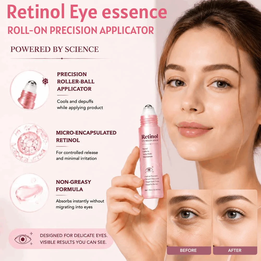 Retinol Eye Essence Ball Massage Eye Cream Deeply Moisturizes Tightens Eyes Fade Fine Lines Dark Circles Anti-Oxidation Eye Care