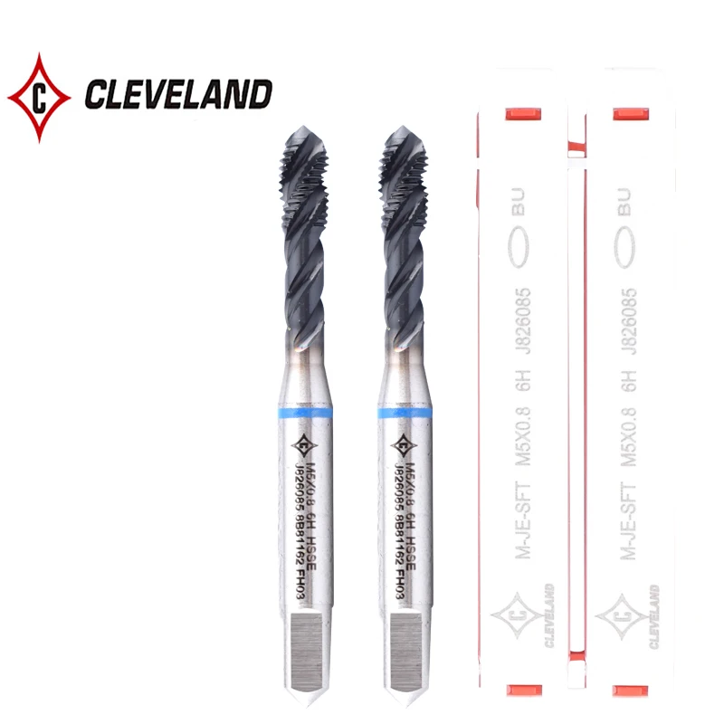 CLEVELAND HSSE-M35 With JP Spiral Fluted Tap M3 M4 M5 M6 M8 M10 M12 M14 M16 Machine Screw Thread Taps For Stainless Steel