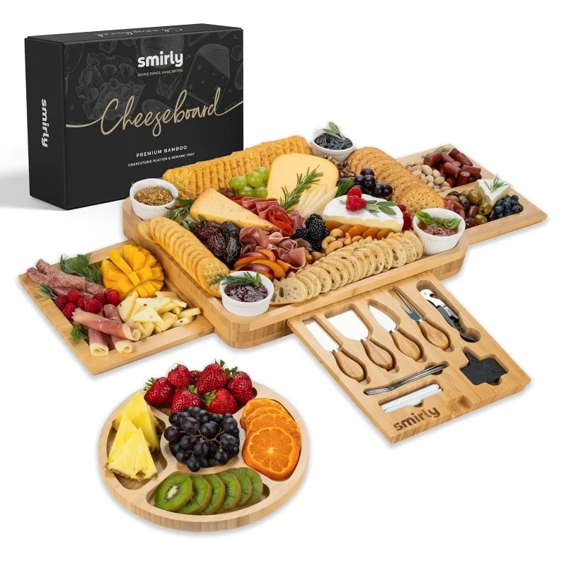 

Charcuterie Boards Gift Set: Charcuterie Board Set, Bamboo Cheese Board Set - House Warming Gifts New Home