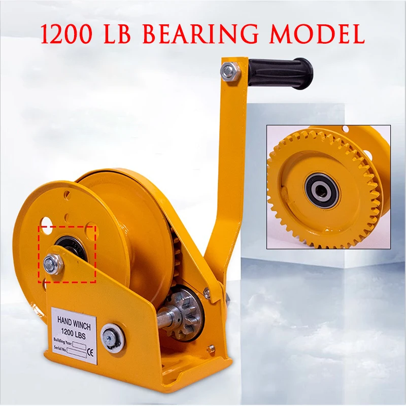 1200 LBS Two-Way Self-Locking Device Small Manual Winch Mini Wire Rope Winch With Hook Automatic Brake Manual Crane Hoist Tools