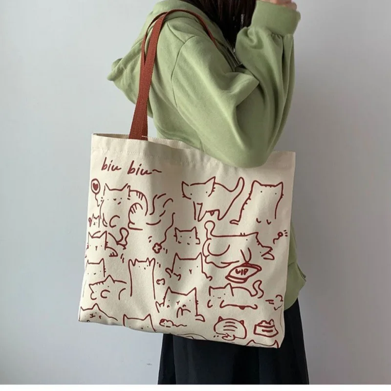 Bag Women\'s 2024 New Korean Edition Fashion Shoulder Canvas Bag Large Capacity Harajuku Japanese Ulzzang Shopping Fortune