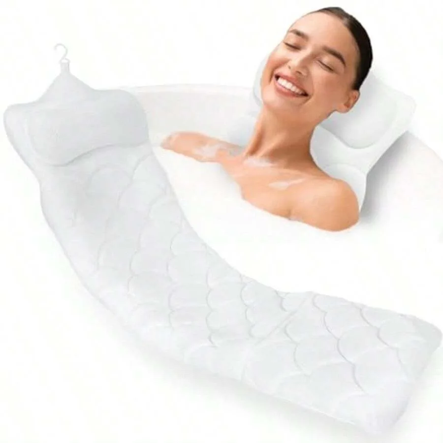

Full Body Bath PillowThick Bathtub Cushion With Laundry Bag Bath Pillow With 13 Non-Slip Suction Cups Soft 3D Mesh Fabric Batht
