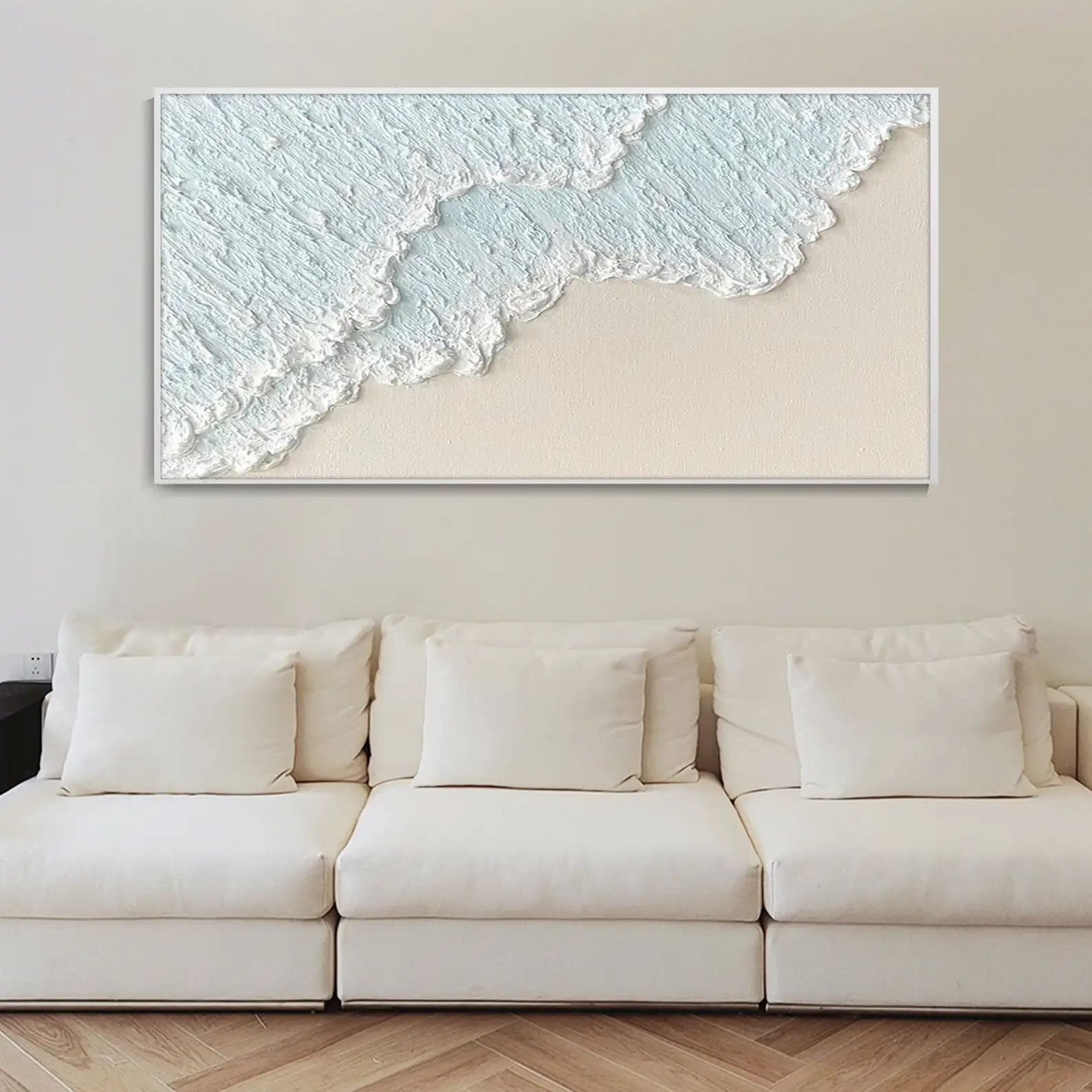 3D Sea Original Oil Painting Beach Wave Texture Canvas Painting Seascape Wall Art Minimalist Home Decor Hand Painted Artwork