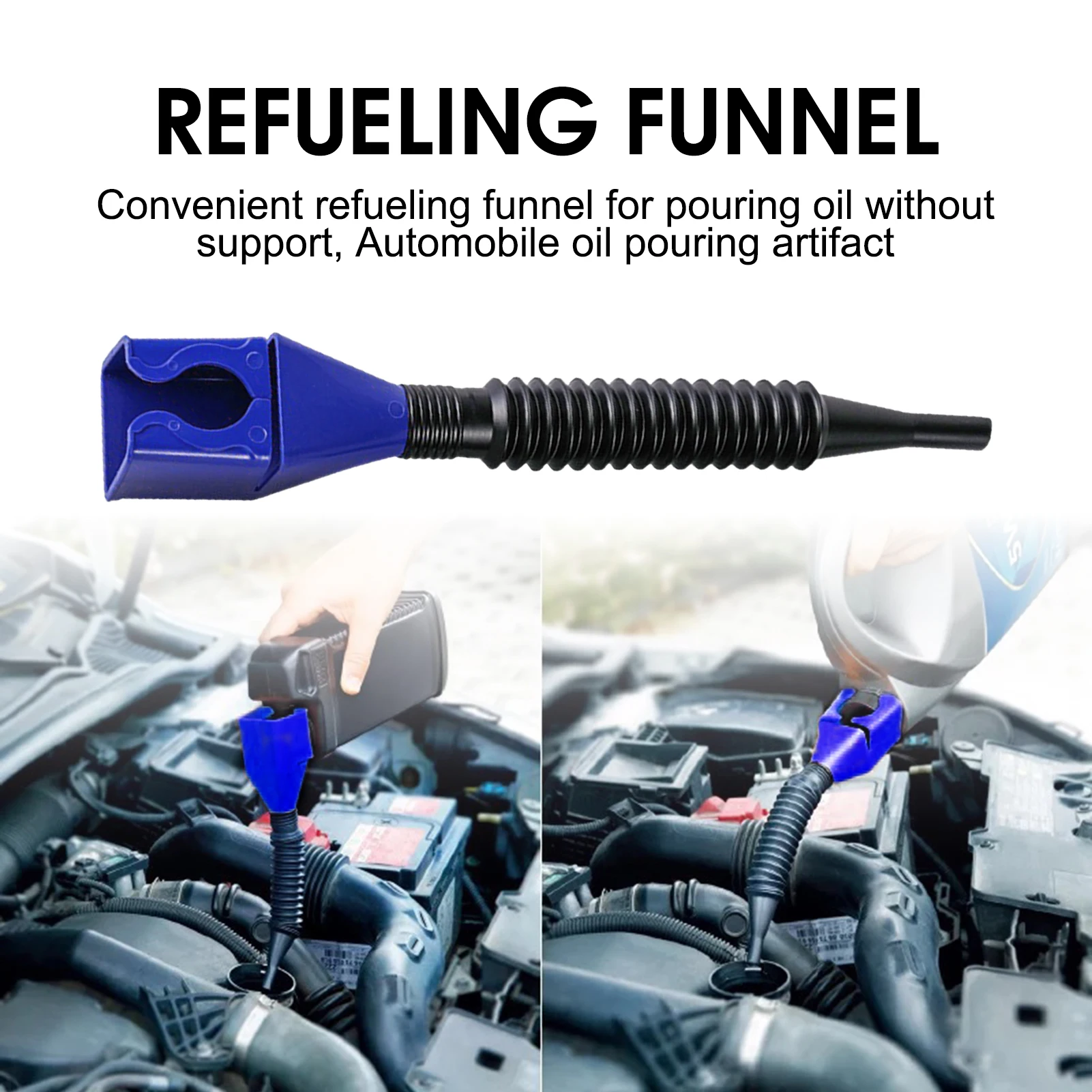 Oil Funnel Thickened Plastic Pouring Tool Buckle for Automotive Garage Maintenance Engine Oil Refill
