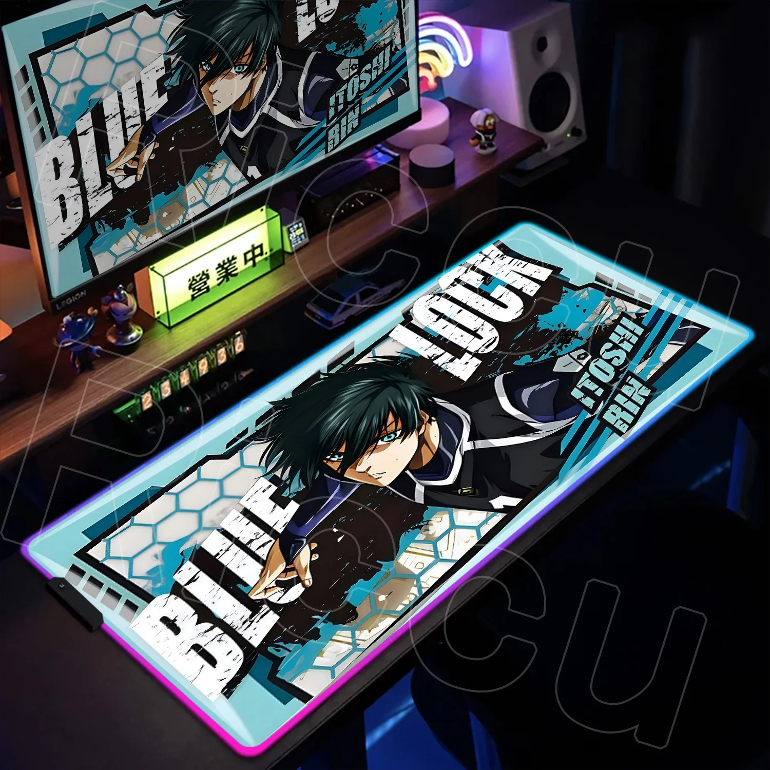 

LED 400X900MM XXL RGB Mouse Pad Anime Blue Lock Nagi Seishiro HD Mousepad Gamer Keyboard Gaming PC Accessories expand Desk Mat