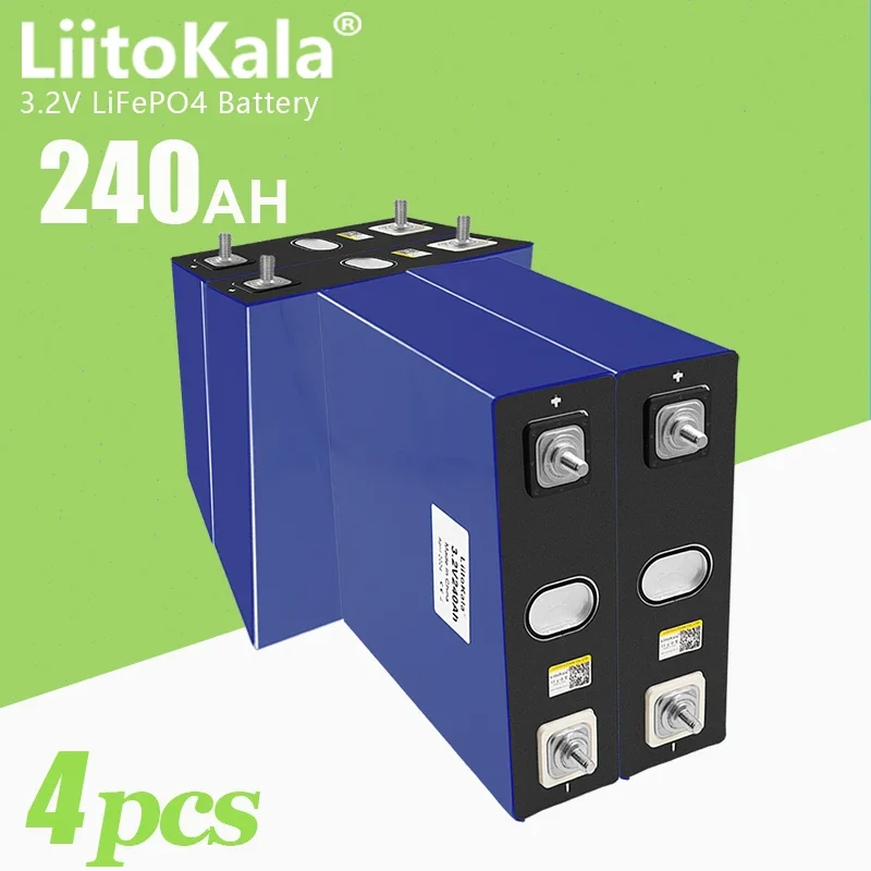 4pcs LiitoKala 3.2V 240Ah 230Ah lifepo4 Lithium Iron Phosphate Battery Pack DIY 12V 24V 36V 48V Solar Rechargeable Cell