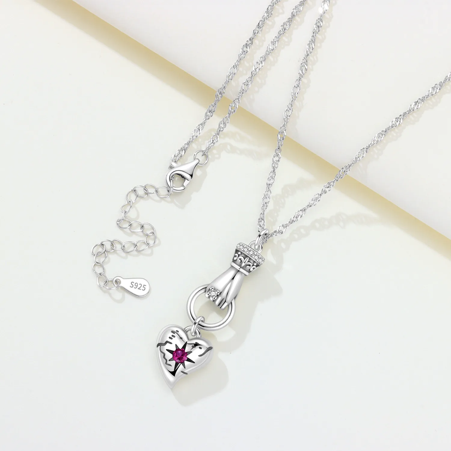 Guardian Heart Pendant Necklace S925 Sterling Silver Love Protection Heart Necklace Women Jewelry Birthday Gift for Girlfriend