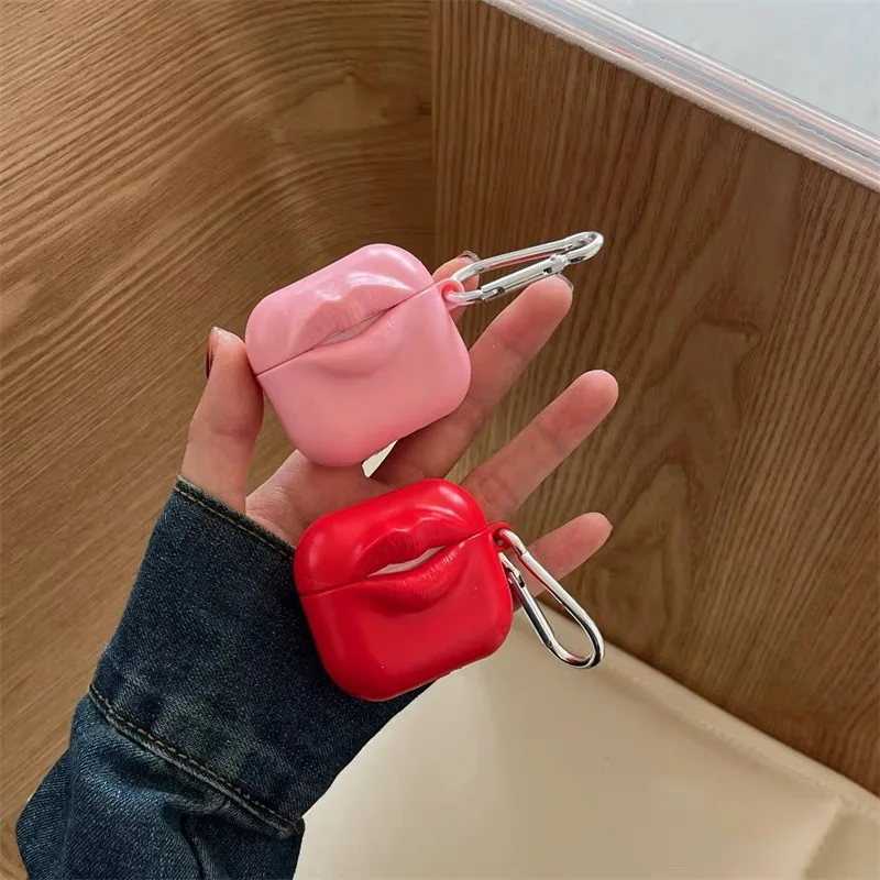 Europa Amerika Kreative Interessante Rote Lippen Kuss Silikon Stoßfest Kopfhörer Fall Für AirPods 1 2 3 4 Pro 2 schutz Abdeckung