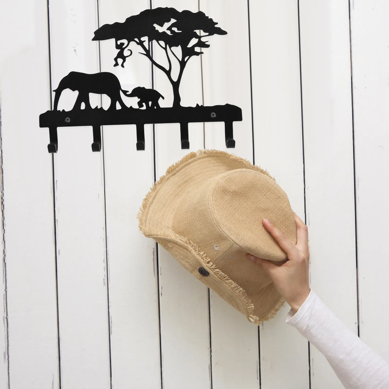 1Pcs Premium Iron Animal Theme Clothes Hook Elephant Pattern Wall Hanger for Home Decor Storage Space Saving Hat Towel Coat