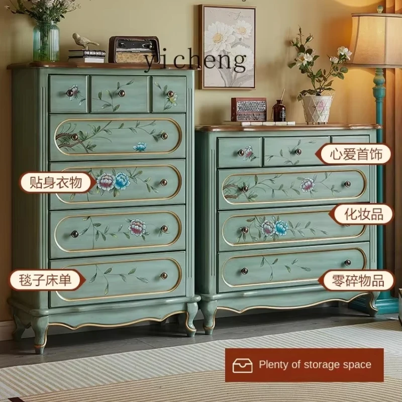 

XL chest of drawers painted solid wood retro chest of drawers master bedroom bedside storage cabinet