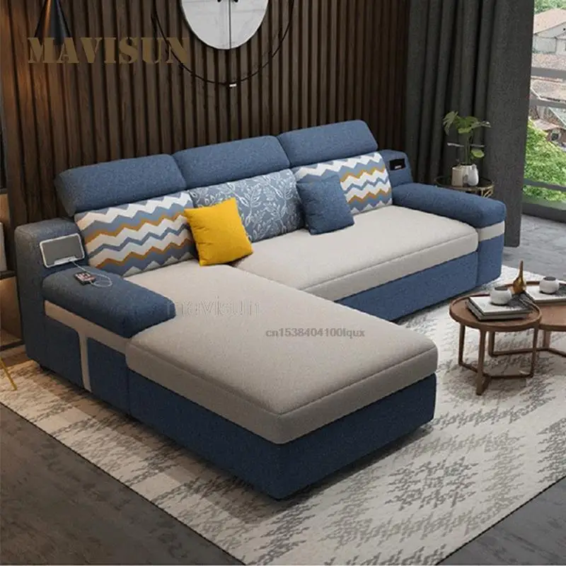 Corner Sofa Bed Chaise Lounge Nordic Minimalist Small Apartment Living Room Multifunctional Technology Cloth Sofa Furniture