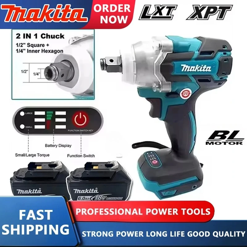 

Бесщеточный ударный гайковерт Makita 18V DTW600, аккумуляторный, для авторемонта, высокомоментный, перезаряжаемый электроинструмент