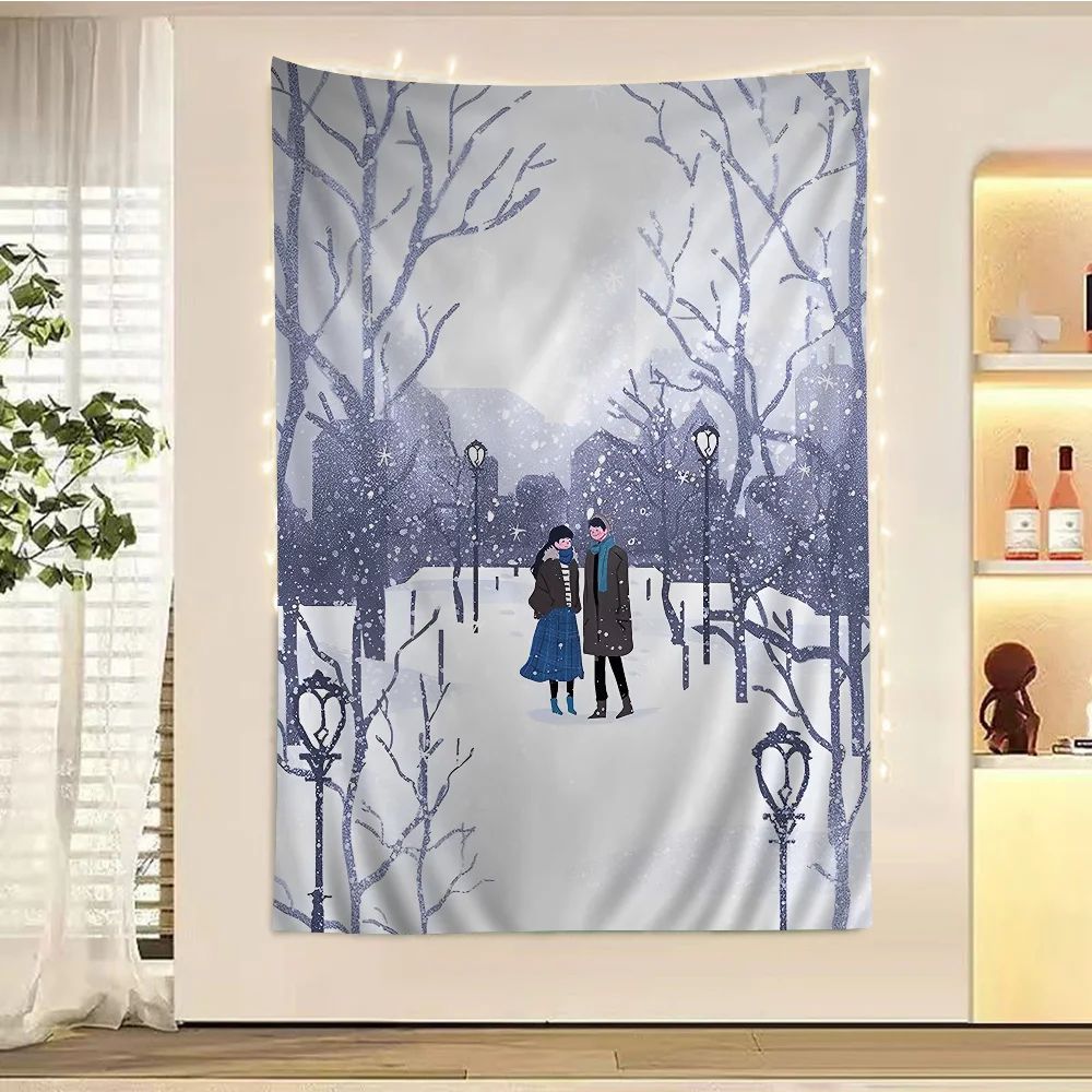 Snow In Winter Colorful Tapestry Wall Hanging Home Decoration Hippie Bohemian Decoration Divination Wall Art Decor