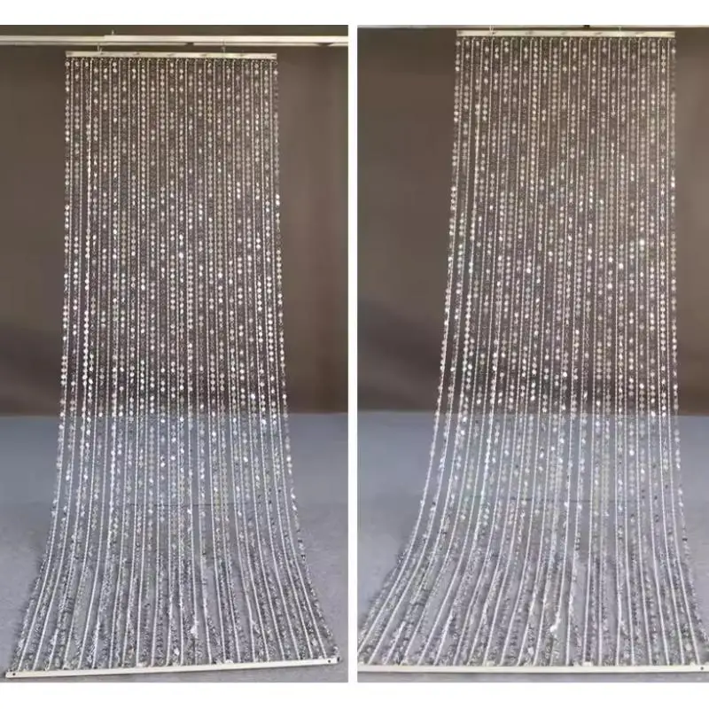 2pcs Silver Gold Glitter Mixed Wedding Crystal Ceiling Bead Curtain Decor For Korean Style Banquet Hall Stage Decoration