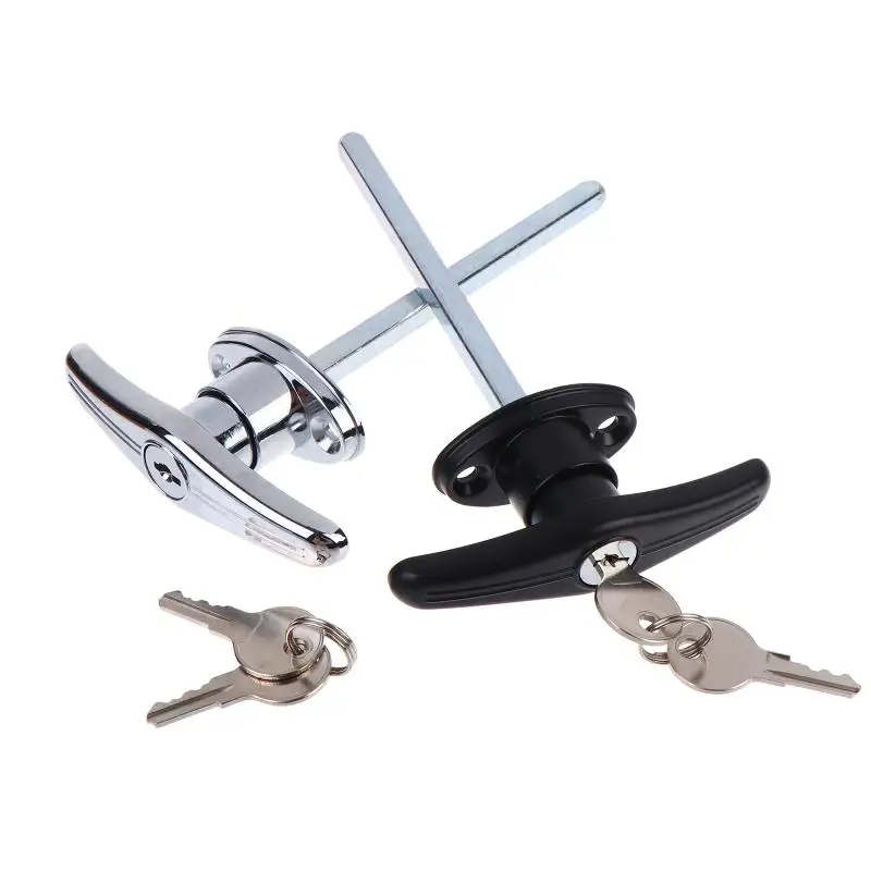 1Set Handle Lock Replacement Shed Door Barn Garage Keyed T-Handle Zinc Alloy Hardware Locking T Lock Handle With 2 Keys