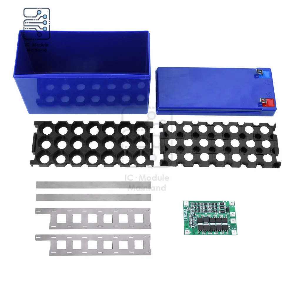 18650 Battery Box Set 12V 7ah Li-ion Battery Box with 3S 40A Equalisation Protection Plate Fixed Bracket Holder Plastic Fixture