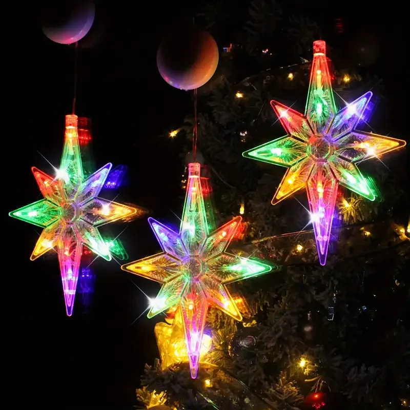 Polaris Sucker String Lights Decoración de ventanas - Luces de cortina con pilas, para Navidad/Año Nuevo/Boda/Decoración del dormitorio del hogar