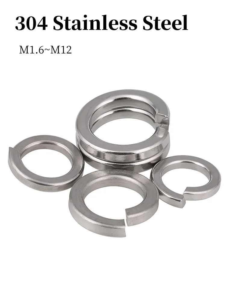 A2 304 Stainless Steel Split Spring Lock Washer Locking Elastic Gasket M1.6 M2 M2.5 M3 M4 M5 M6 M8 M10 M12 GB93