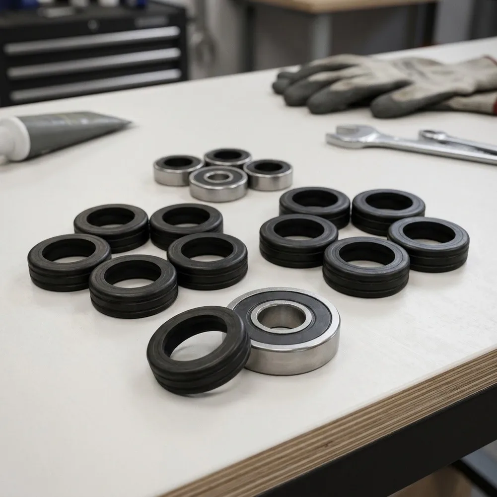 Replacement 607 Ball Bearing 7x19x6mm And Rubber Sleeve Set For Power Tool Maintenance, Compatible With Angle Grinder Housing