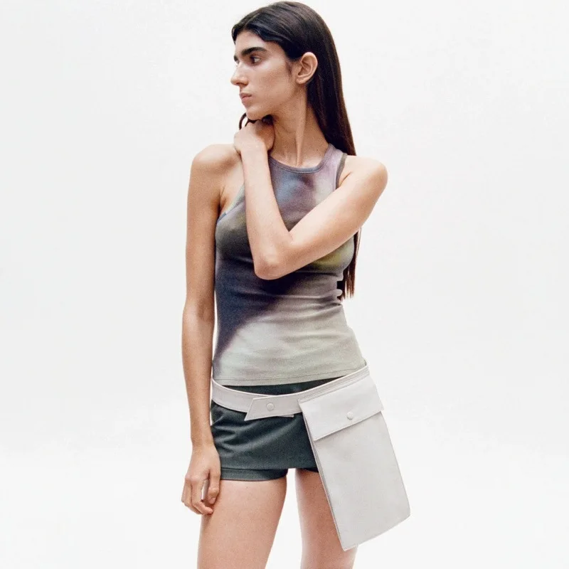 

Paloma Wool Printed Strapl Elastic Sexy Inner Wear Base Tank Top Vest Vintage Sle Svel Women's Faion Polyester