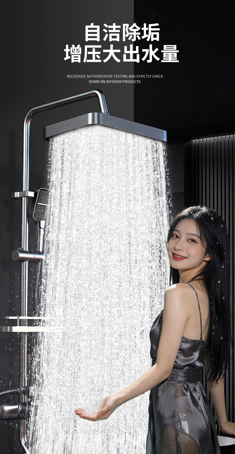New Square Self Cleaning Descaling Supercharge Ceiling Mounted Shower Head 30CM Big Panel High Pressure Large Flow Shower