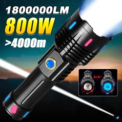 High Power Led Flashlights 18650 Fluorescence World's More Powerful Flashlight 4000m Rechargeable XHP360 Tactical Lanterns