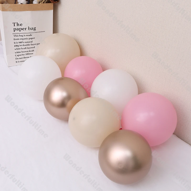 5/10/12/18inch Macaron Pink Matte White Beige Chrome Champagne Balloons DIY Balloons Garland Arch Easter Baby Shower Decorations