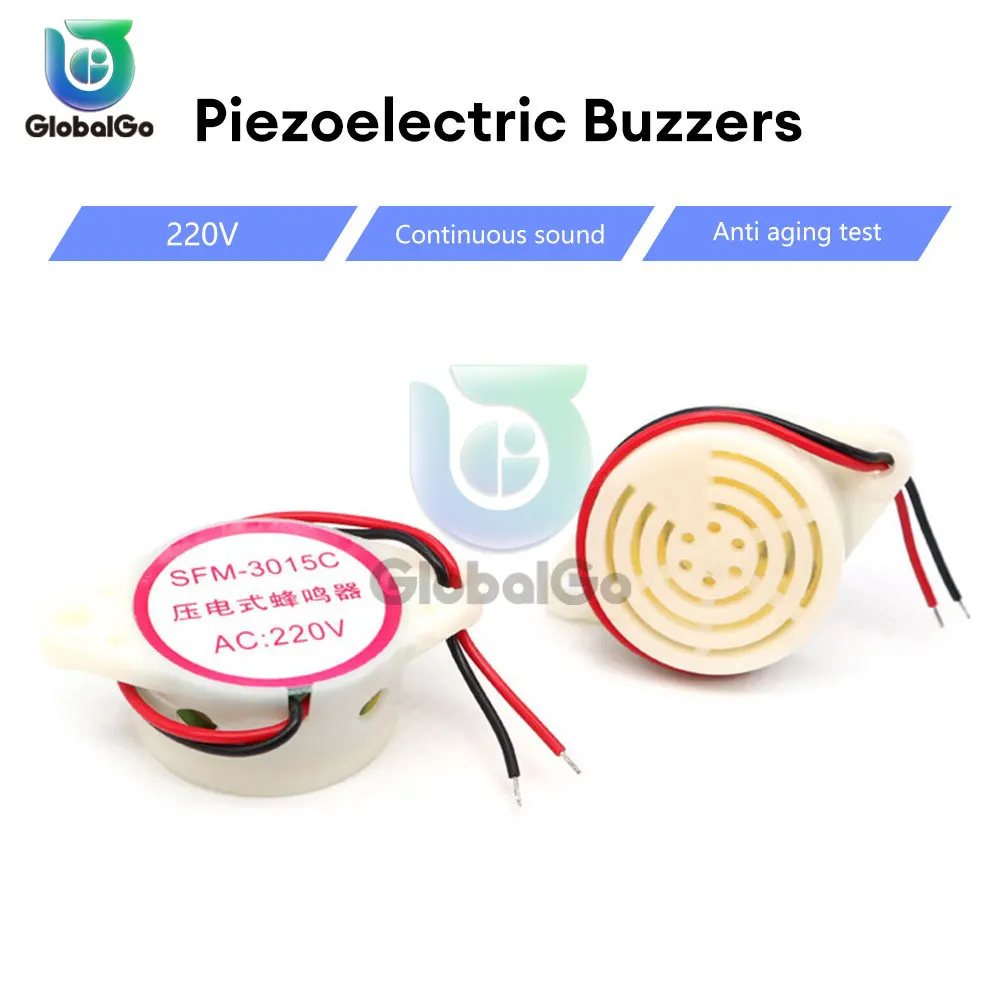 SFM-27 AC220V Continuous Sound Buzzer High Decibel Alarm White Piezo Electronic Buzzer Alarm Beeper 3015C