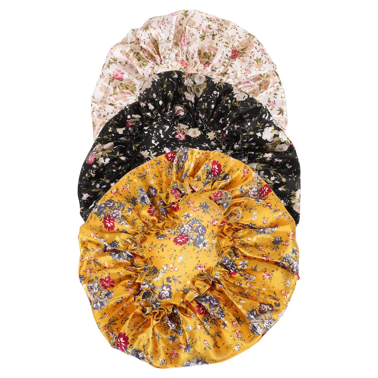 

3 Pcs Multifunctional Shower Cap Hair Sleeping Fashionable Bonnet Satin Wrap Covers Reusable
