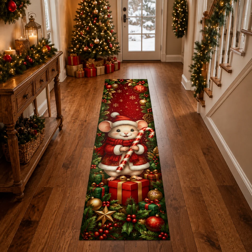 VIKAMA Christmas Series Flannel Rug For Kitchen Corridors, Running Tracks, Stairs, Hallways, Entrance Areas And Festive Decor