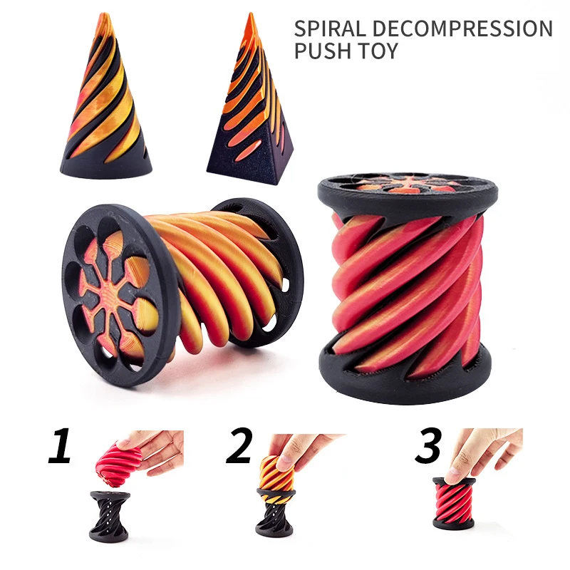 3D Printed Spiral Cone Toy Impossible Pyramid Passthrough Sculpture Pass Through Pyramid Fidget Toy Mini Decorative Ornaments