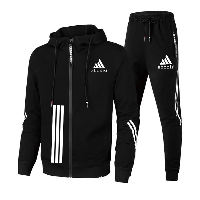 Autumn Mens Tracksuit Zipper Hooded Sweatshirts+Slim Fit Sweatpants Set HotSales Business Casual Sports Jogging Jacket Cost Suit