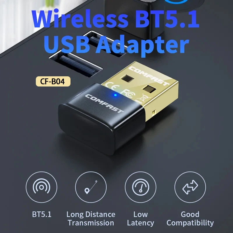 Mini USB Adapter Bluetooth 5.1 5.4BT Dongle Audio Receiver For PC Speaker Wireless Mouse Laptop Computer Transmitter Adaptador