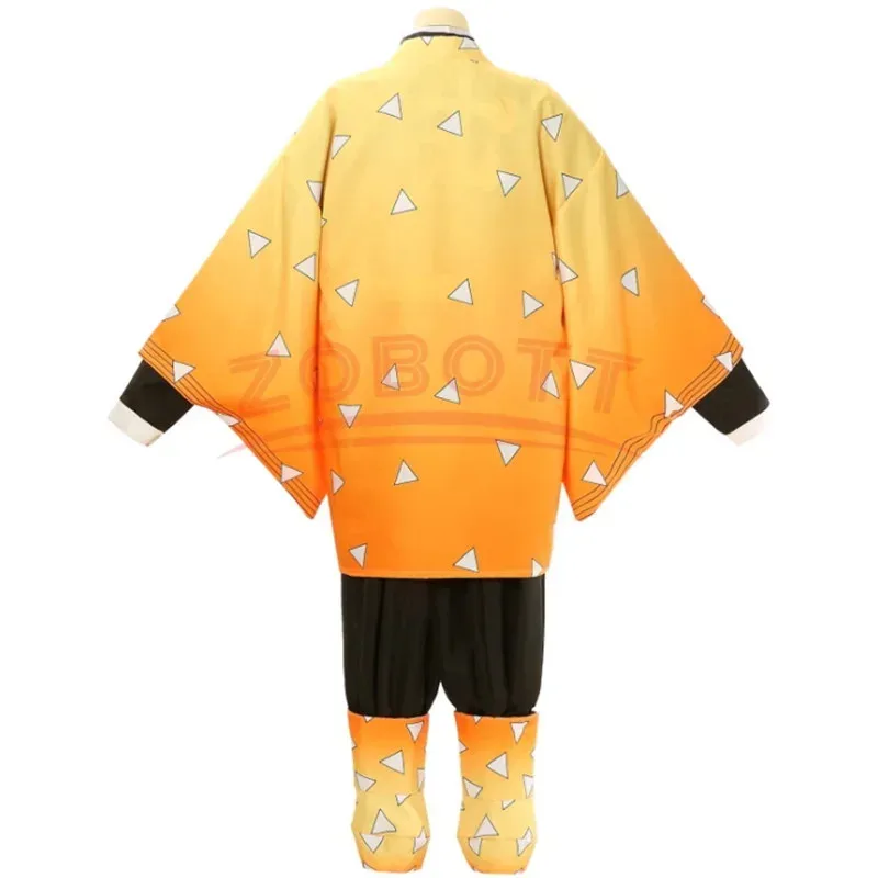 Anime Agatsuma Zenitsu Costume Cosplay Donna Kimono Uniforme Halloween Festa di Natale Devil Hunter Vestiti
