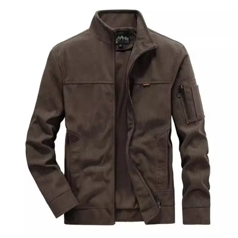 Men's Trendy Corduroy Jacket 2026 Spring Autumn Stand up Collar Casual Loose Fit Large Top