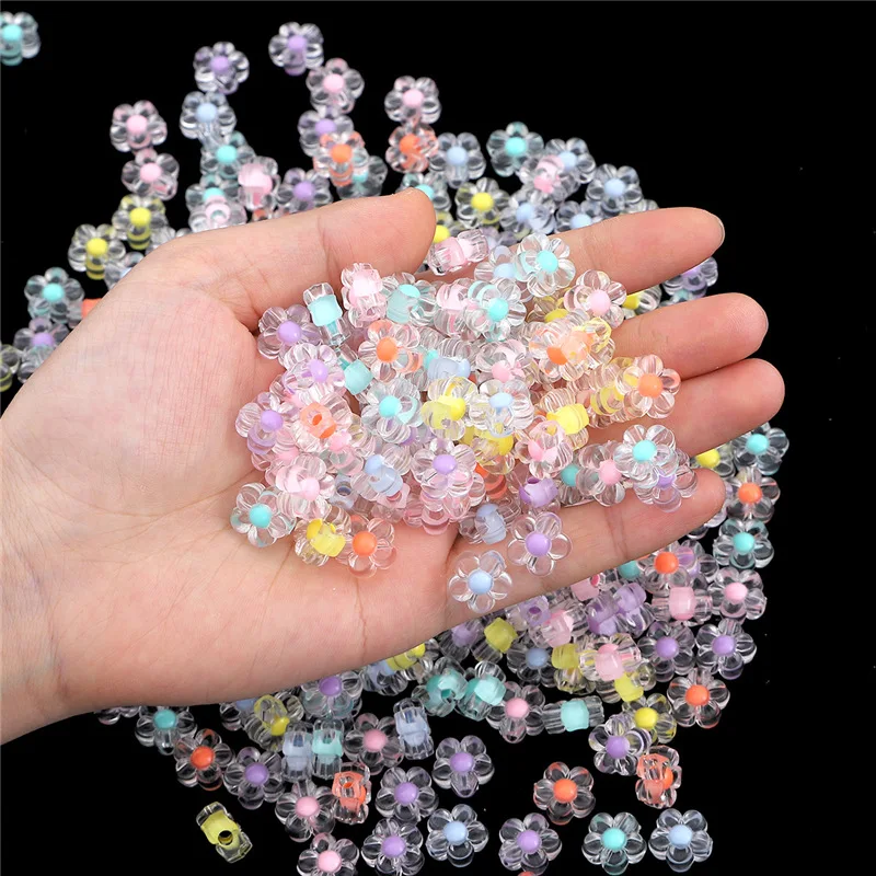 50Pcs 12mm Color Transparent Five petals Beads Necklace Bracelet Pendant Earrings Jewelry Making DIY Accessory Aperture 3MM