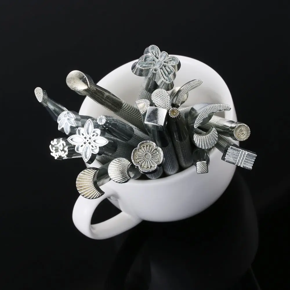 المعادن الجلود العمل السرج صنع أدوات نحت الجلود الحرفية Stamps ختم الجلود الصلبة لتقوم بها بنفسك الطباعة ستامينغ